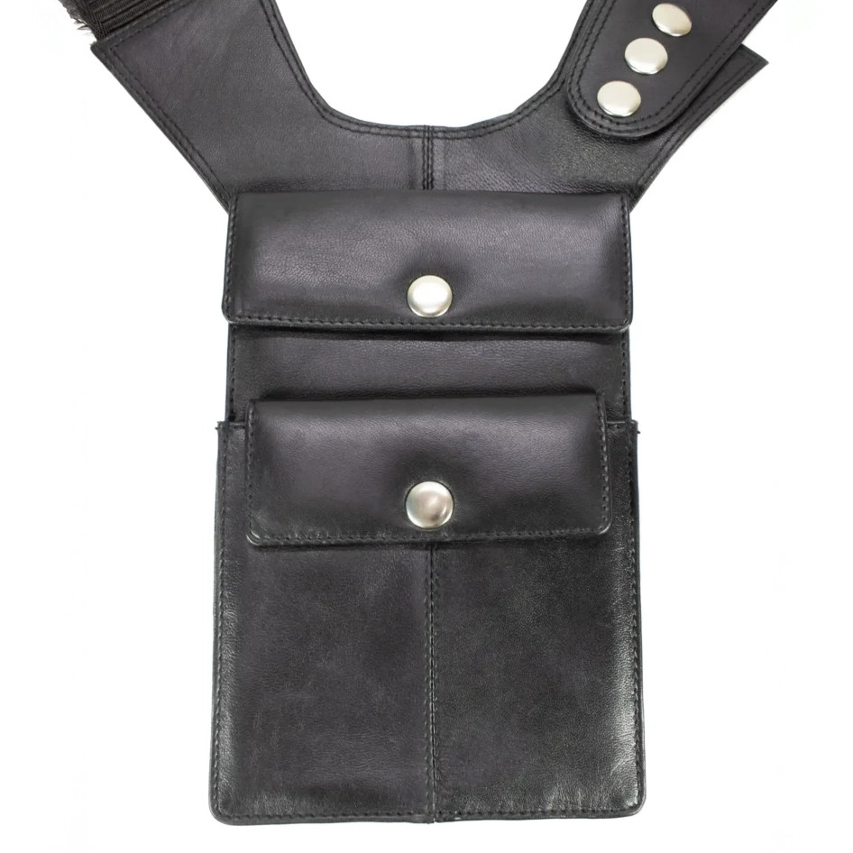 Black Men’s Leather Shoulder Gun Holster Bag Hidden Tactical Pouch USA Seller