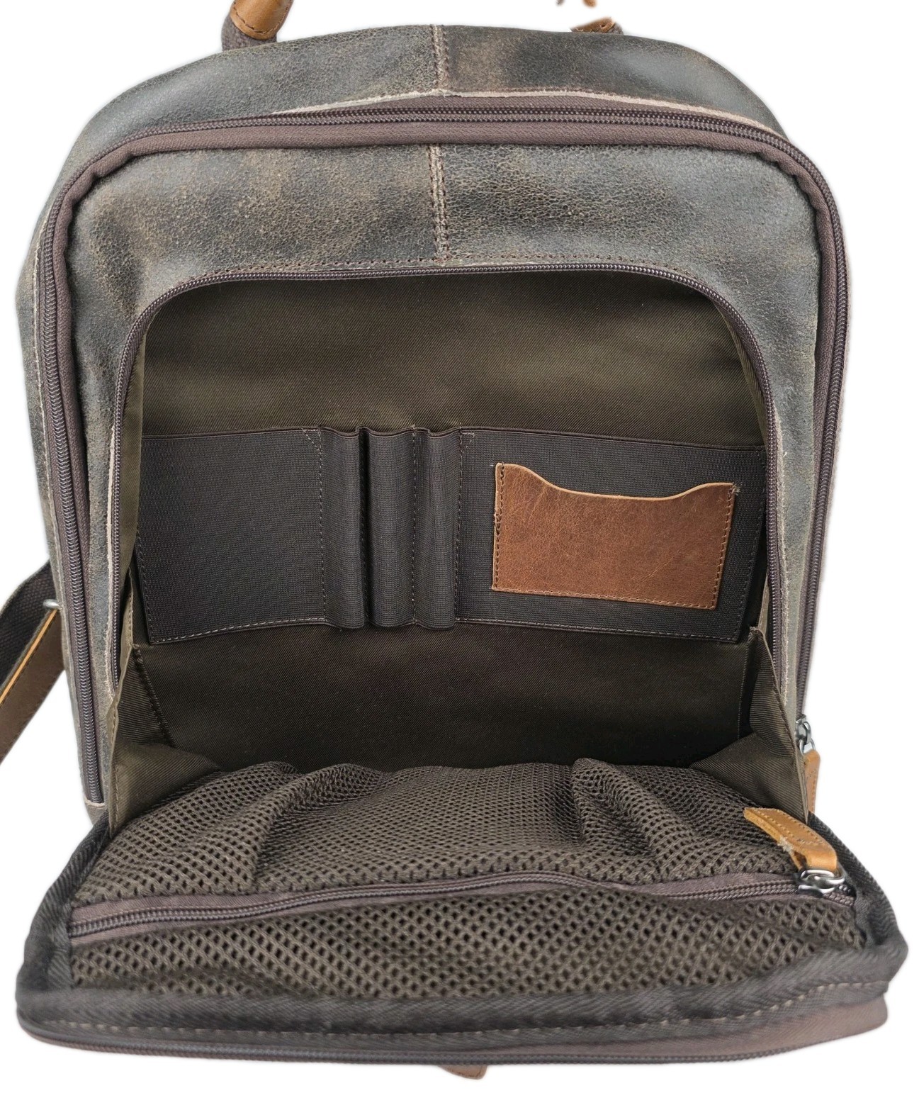 JACK GEORGES Dakota Laptop Backpack Distressed BUFFALO Leather RS516 (BROWN) New
