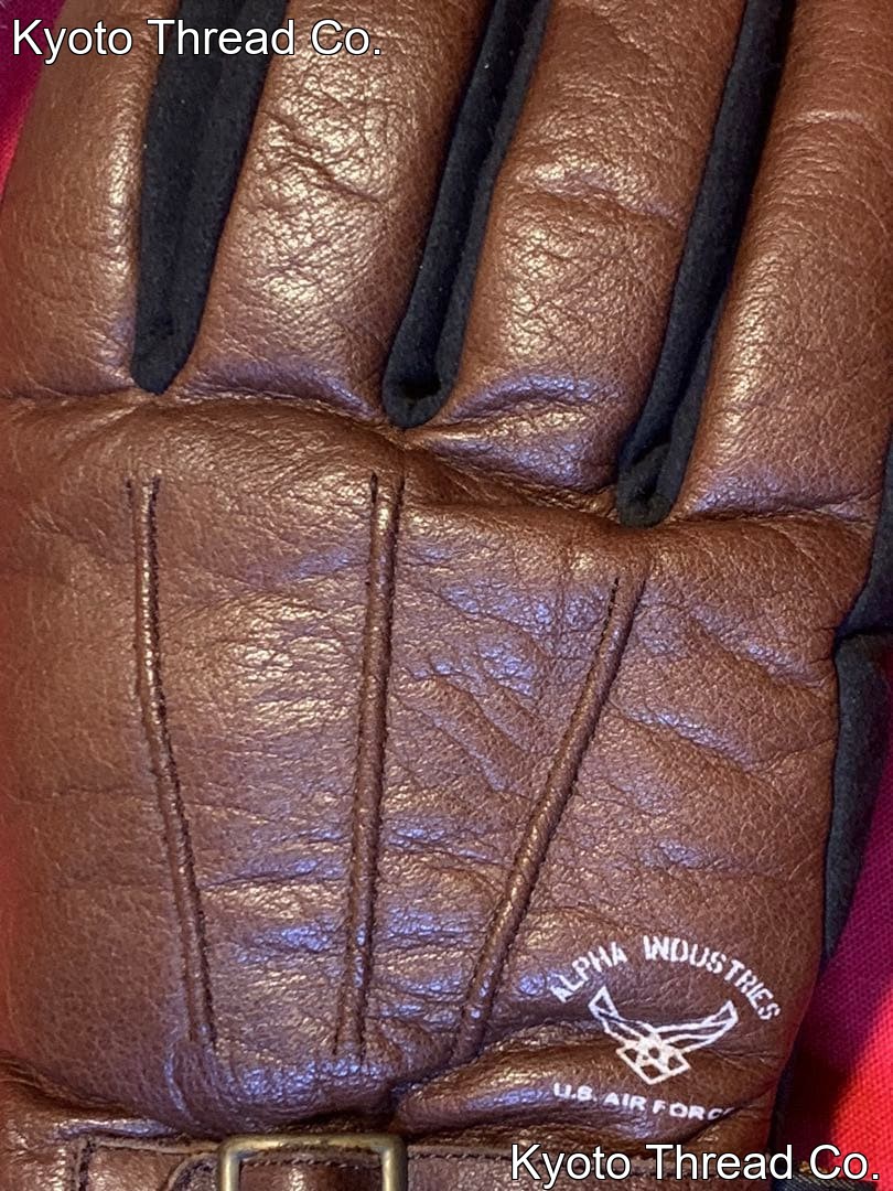 ALPHA INDUSTRIES Brown Leather Winter Gloves, Large Size, Pre-owned