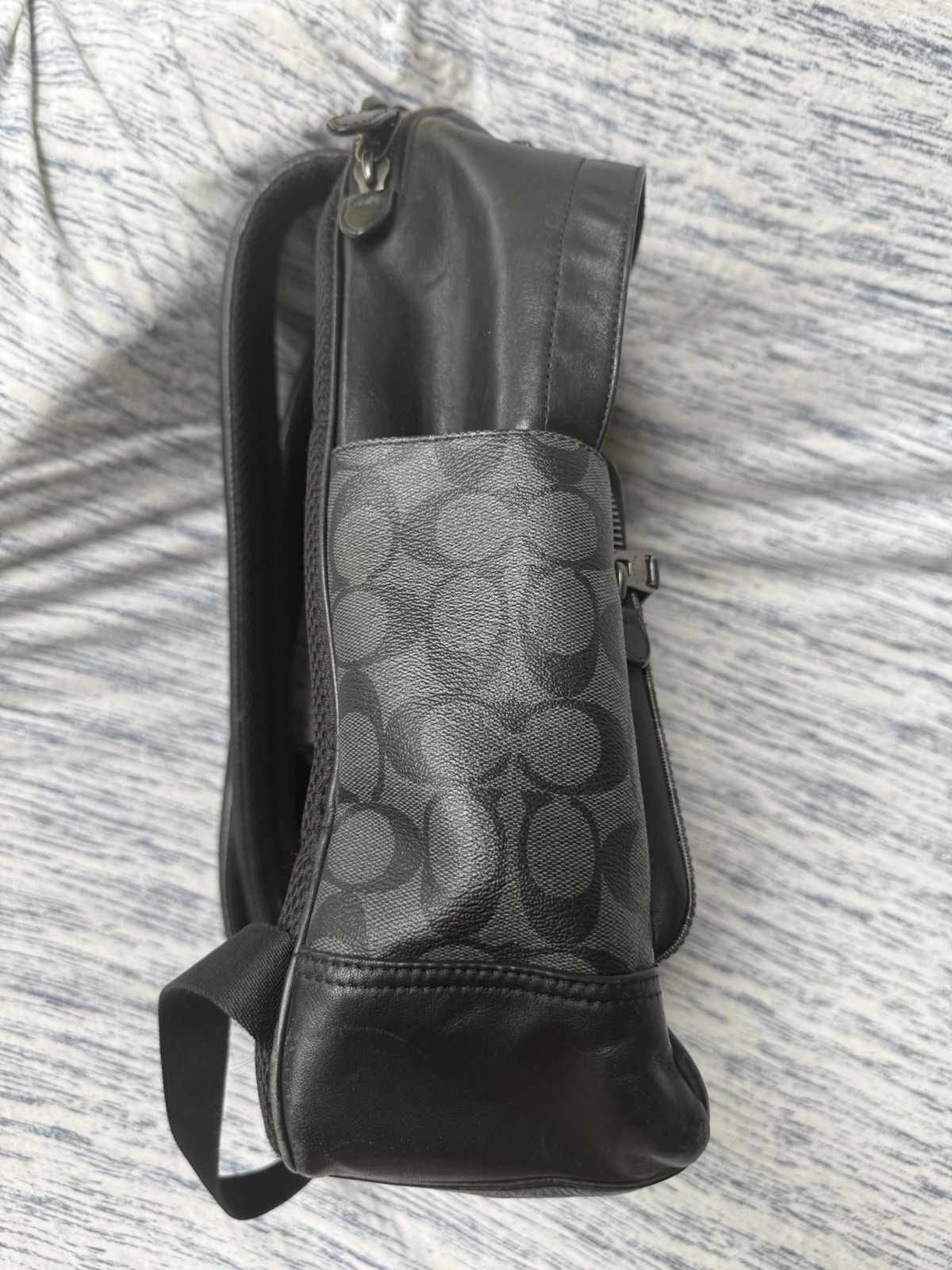 Coach Graham Black Leather Backpack Men’s Laptop Travel Bookbag