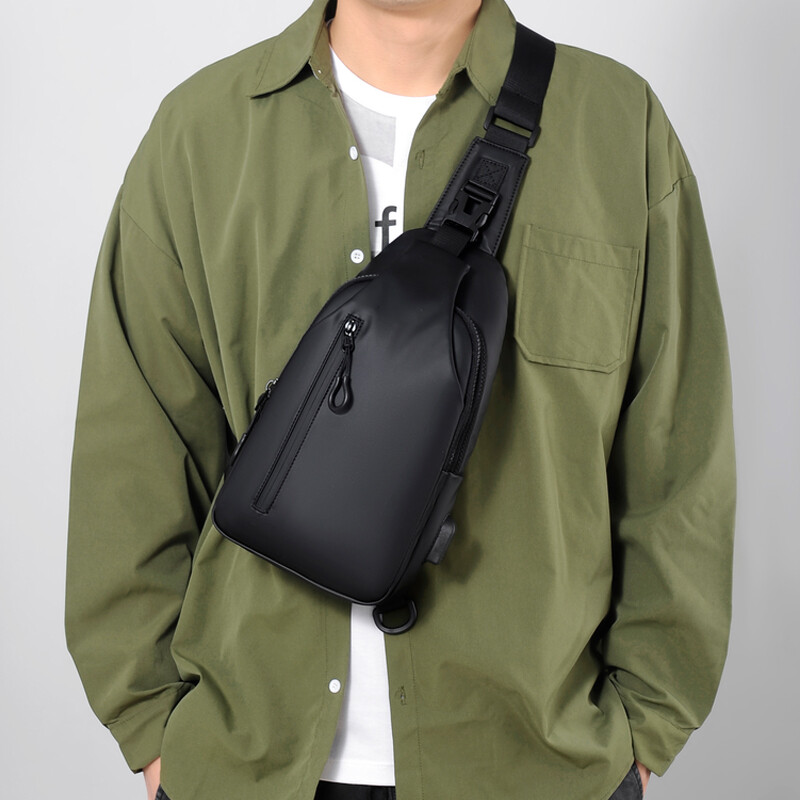Men’s Crossbody Bag Large Capacity Zipper Front Pack Adjustable Sports Bag Gift