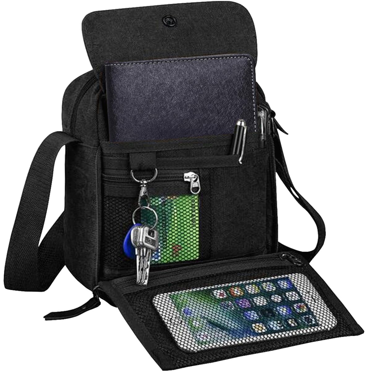 CAAORDKSO Small Crossbody Bag Shoulder for Men Women Small, Black (Small)