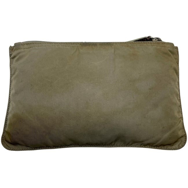 Prada pouch, khaki/beige, Tessuto leather, nylon, used, item number 104, PRADA,