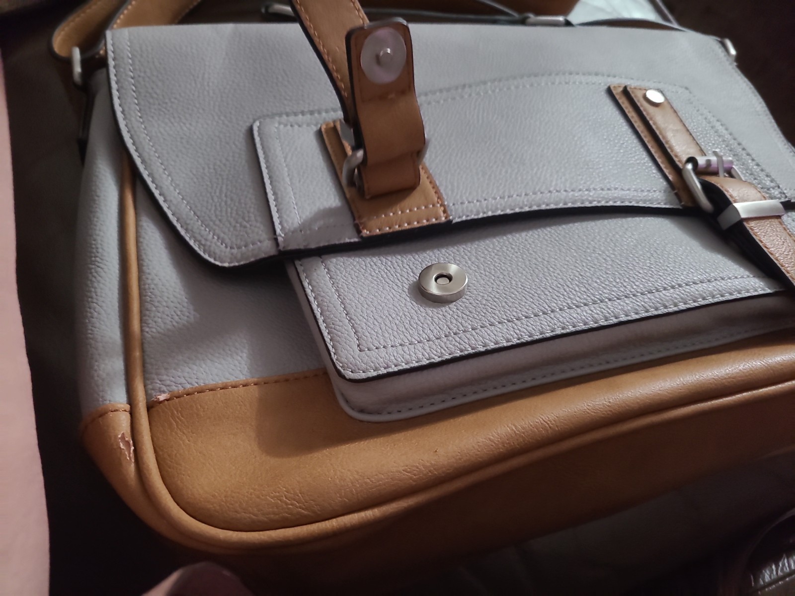 ALDO Men’s Messenger Ankenhauer Bag Laptop Briefcase Satchel Tan Gray NWOT