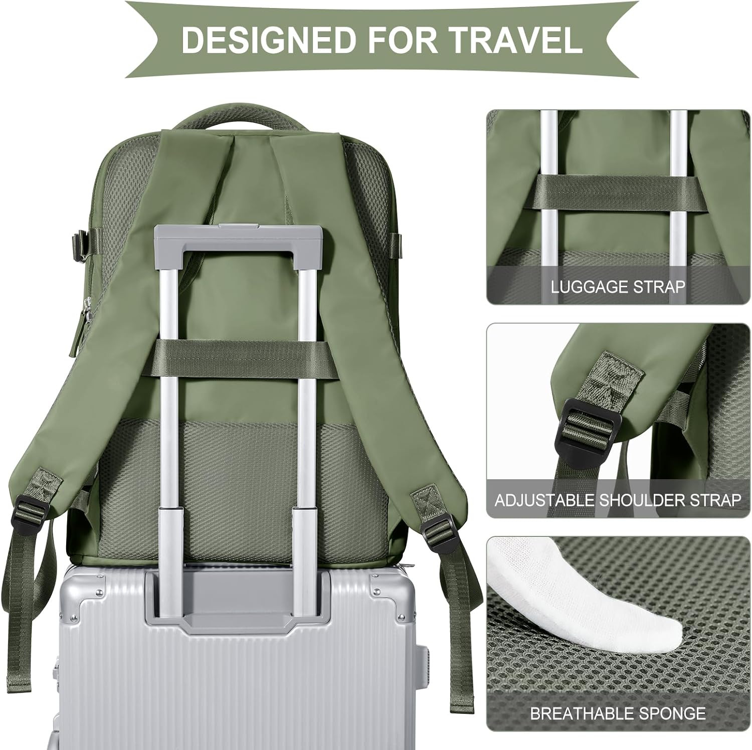 Coowoz Large Travel Backpack Flight Approved Waterproof Carry-On Daypack