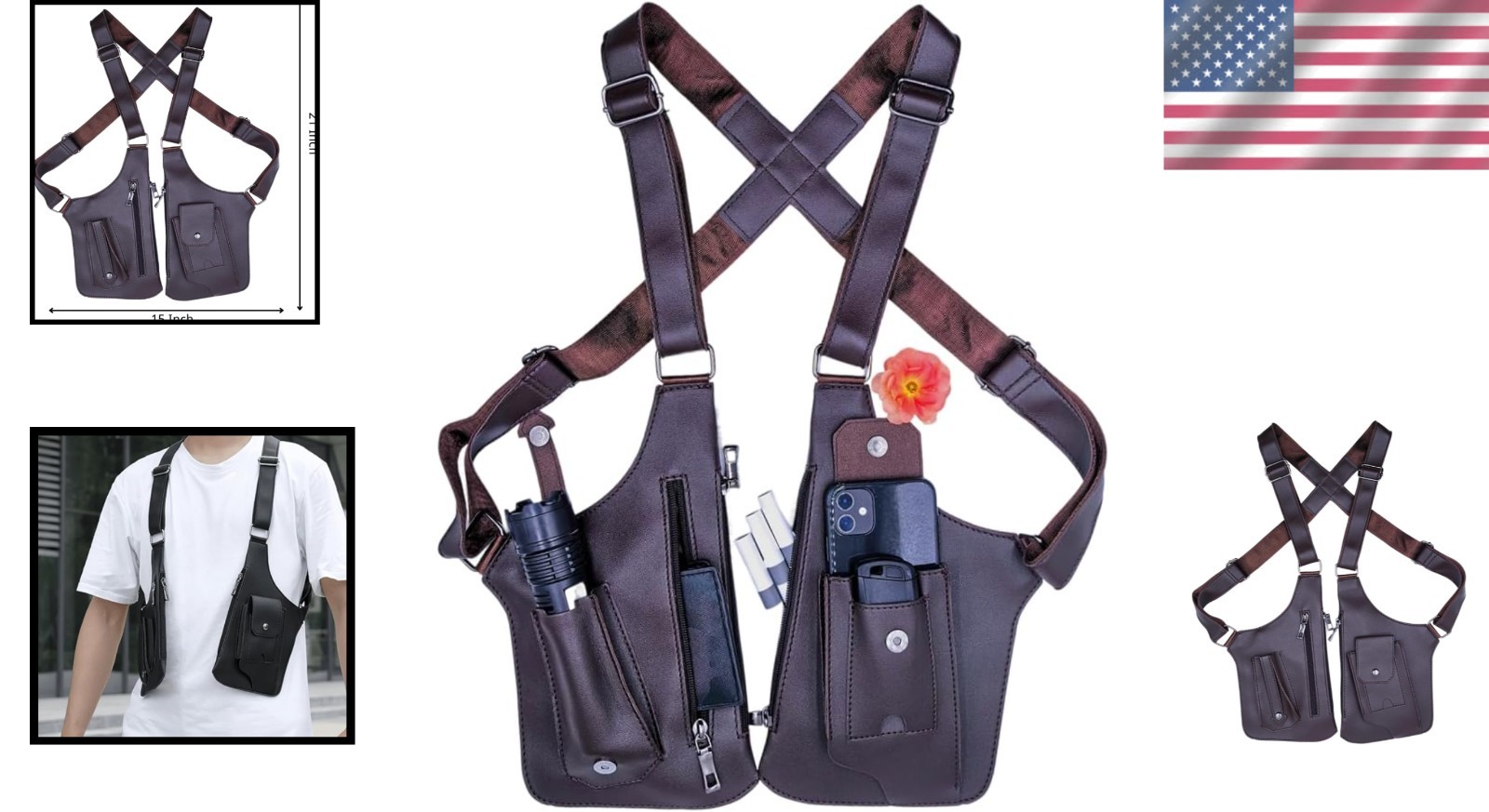 Underarm Anti-Theft Bag, Hidden Shoulder Holster, Double Storage Pouch, Phone Wa