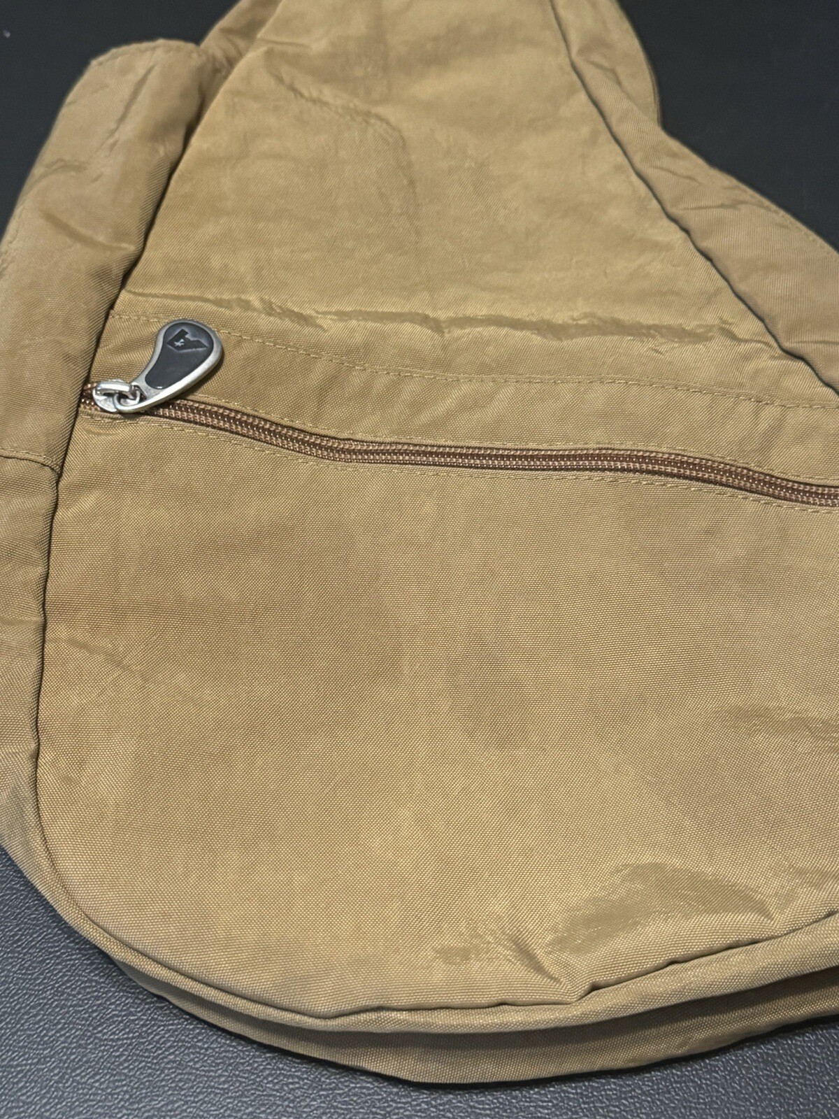 VTG Ameribag Healthy Back Bag Crossbody Sling Backpack Tan/Brown Nylon