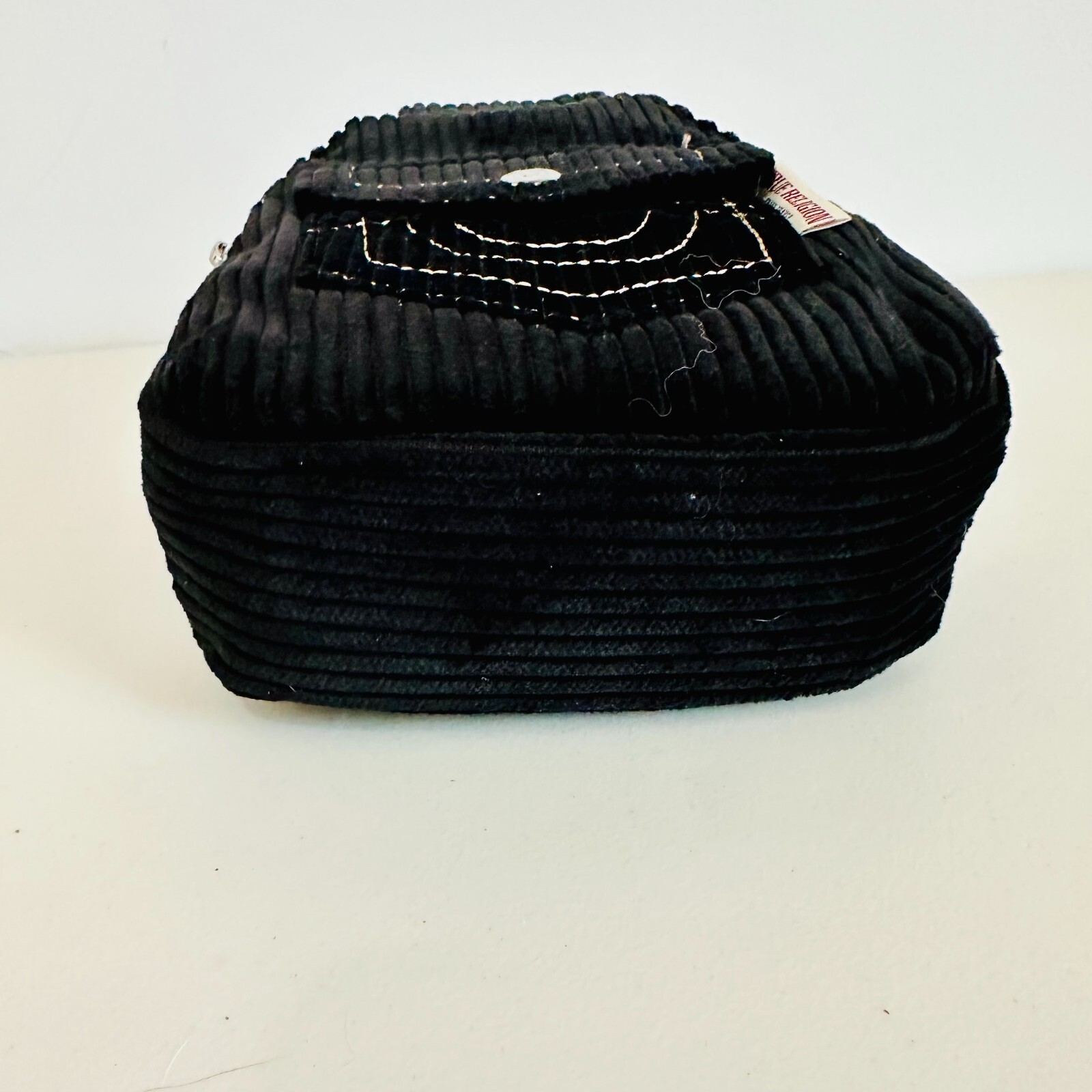 TRUE RELIGION CORDUROY SOFT SLING BACKPACK BAG BLACK WITH CONTRAST TRIM UNISEX
