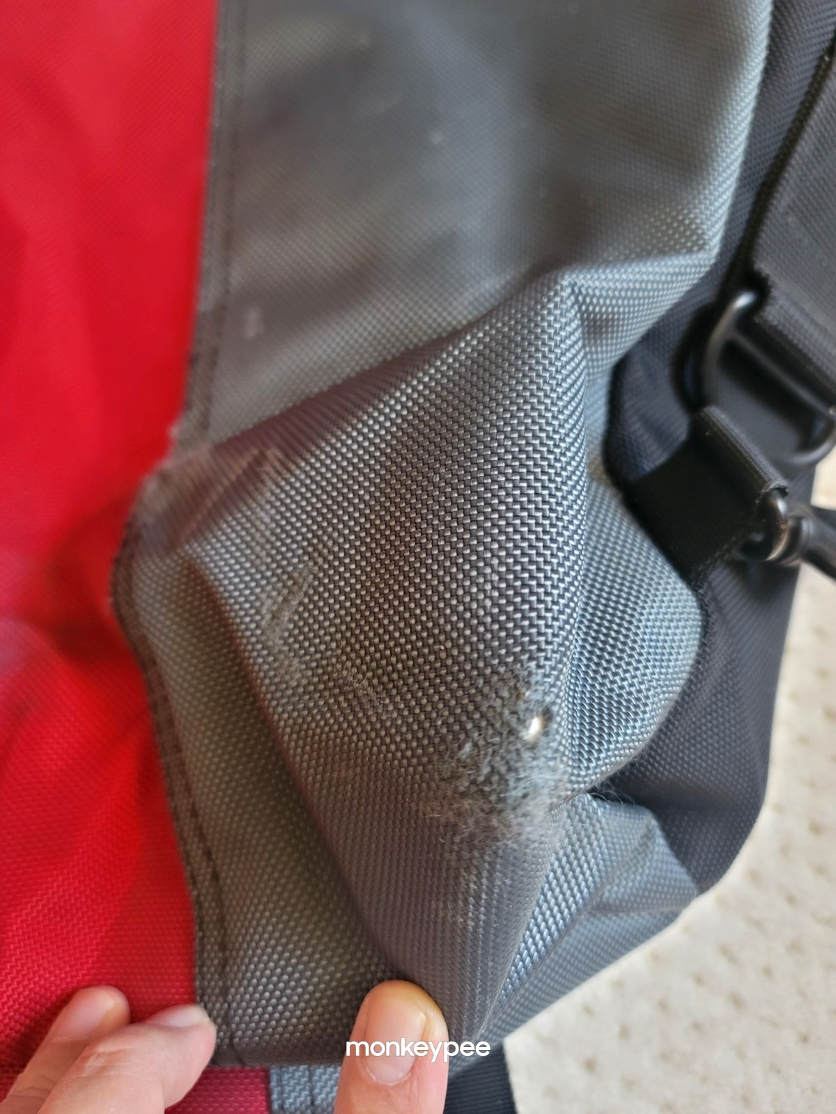 Timbuk2 Red/Gray Colorblock 19″ Messenger Bag, Made in San Francisco