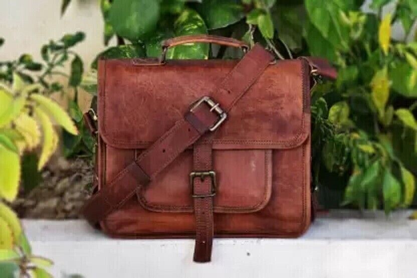 19 Inch’s Real Leather Messenger Shoulder Vintage Leather Brown Style Laptop Bag