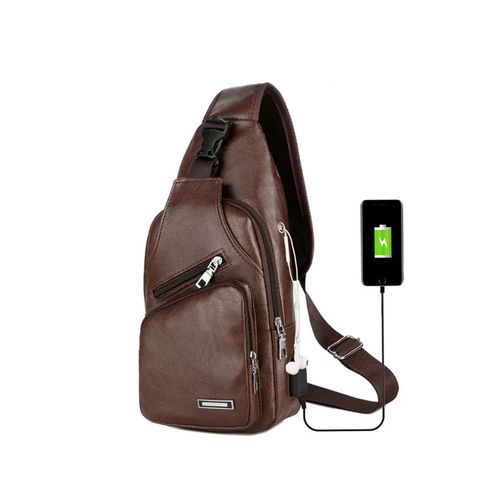 Simple and Fashionable Casual Solid Color PU Multifunctional USB Charging Zipper