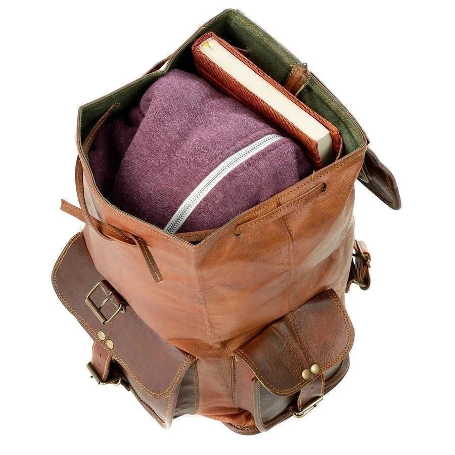 Explore Leather Bag Goat Genuine Laptop Travel Men’s Brown Men