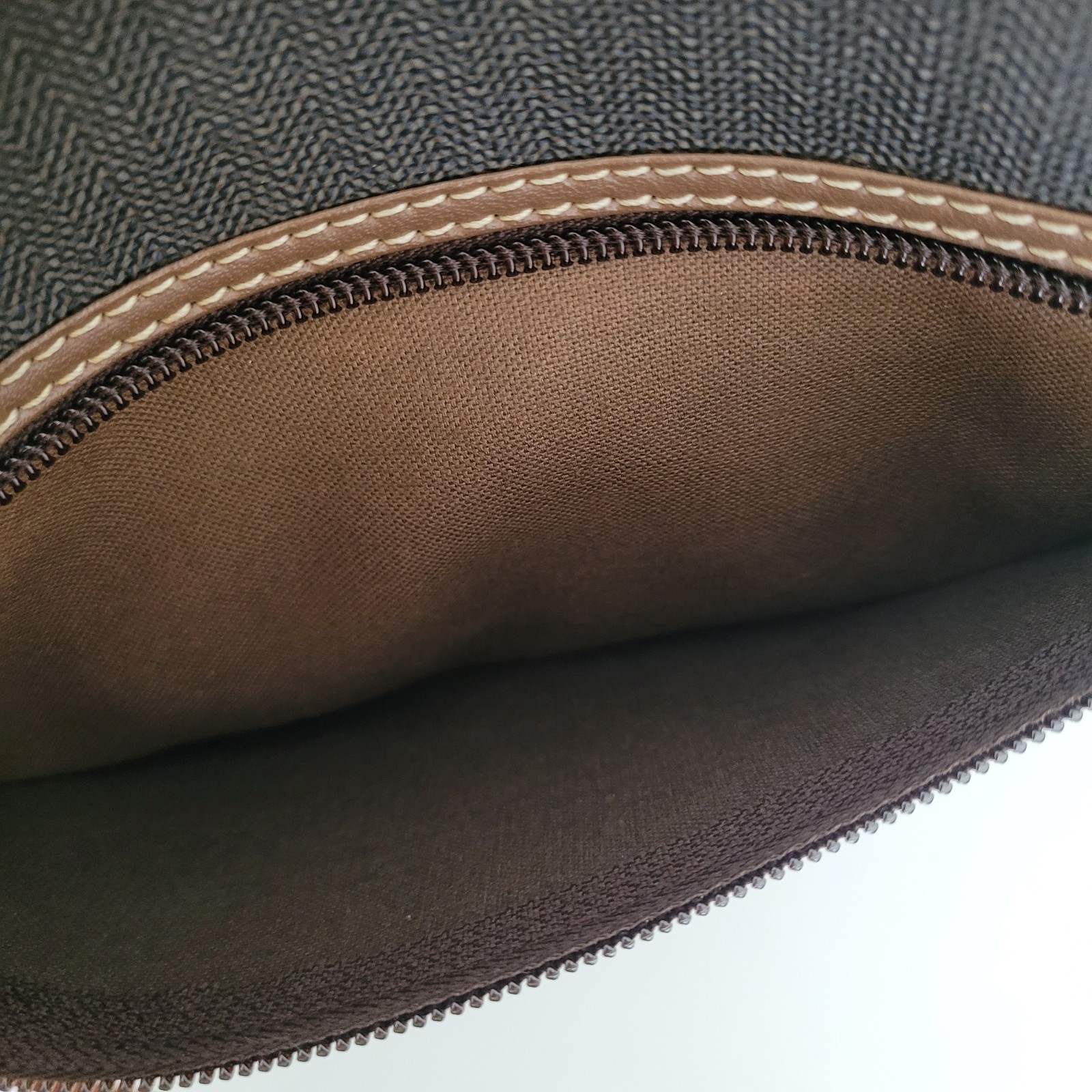 Dunhill Wristlet Pouch Unisex Bag Zip Around Brown Logo Designer Coated Canvas