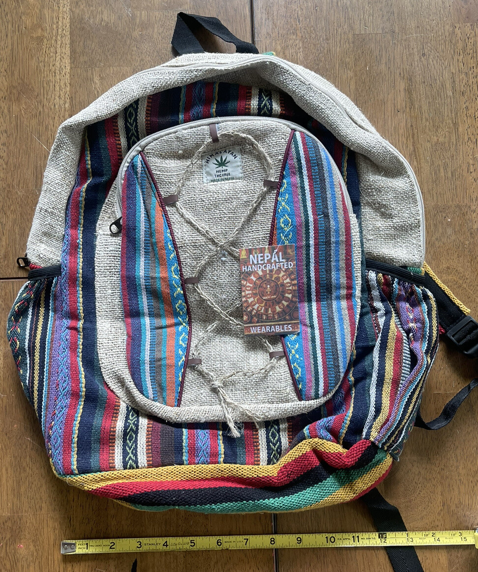 Himalayan Group Multi Pocket Pure Hemp Laptop Backpack NWT USA SELLER
