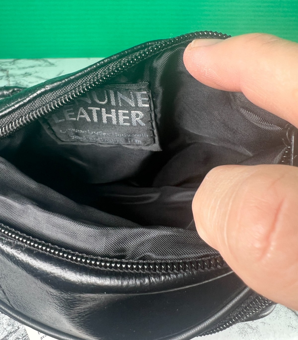 Maxam Genuine Lambskin Leather Mosaic Waist Bag Fanny Pack NOS Black