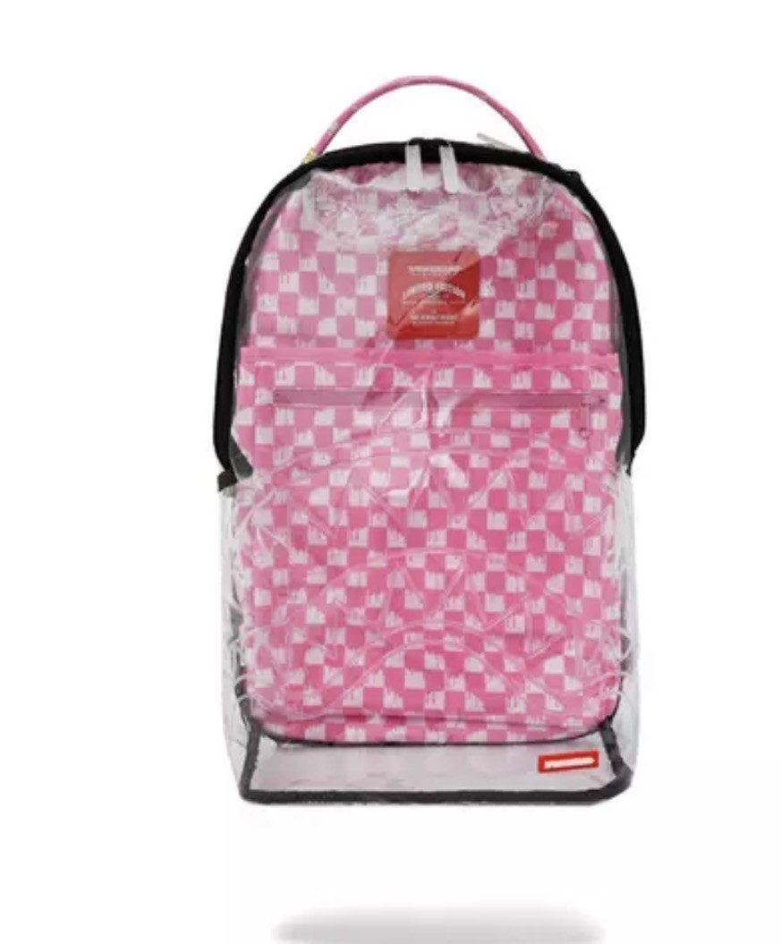 Sprayground PINK DRIP Clear Backpack❄️New PVC Transparent Bookbag School Bag