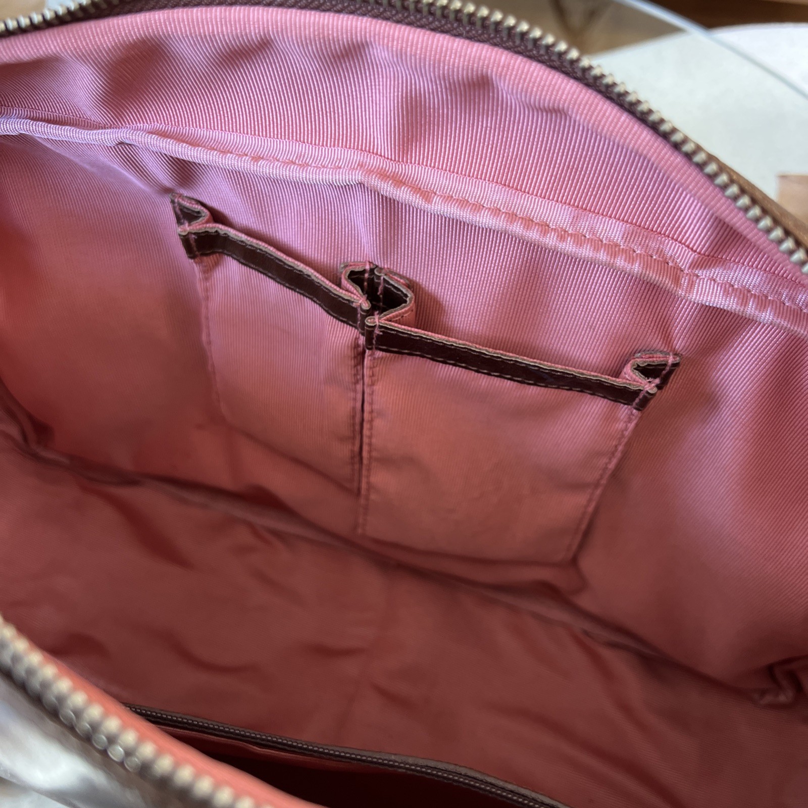 Latico Brown Leather Satchel Multi Pocket Straps Leisure Duffle Unused 11″ x 13″