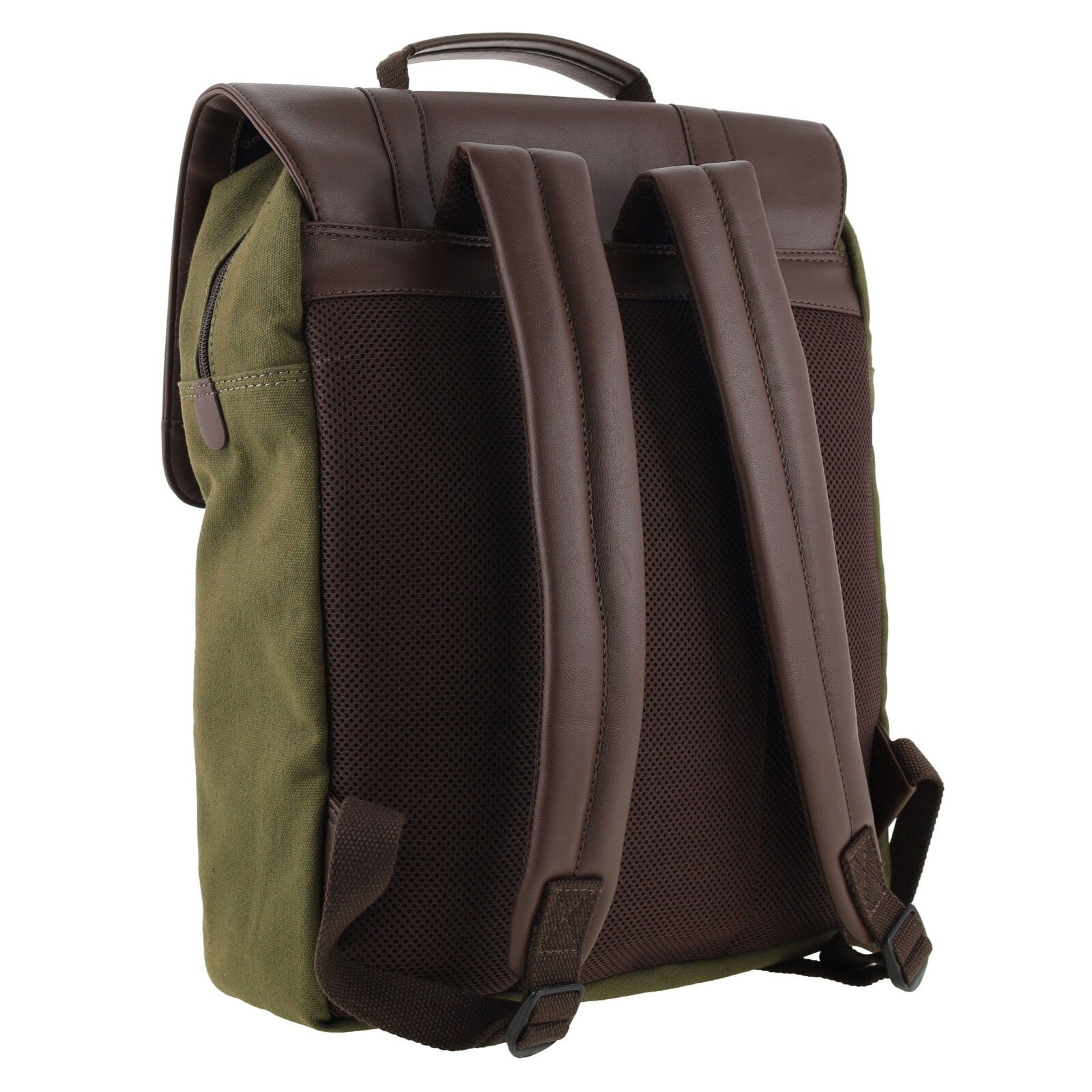 POLICE Messenger Backpack Bag with Laptop Computer Sleeve in Dark Olive