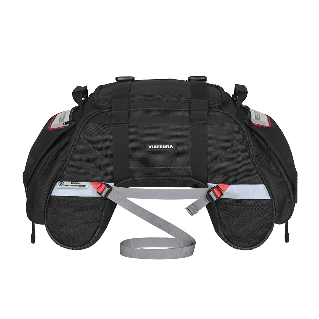 ViaTerra 100% WaterProof ClawMini Motorcycle Rear|Tail|Seat Bag (Black)48L IU…