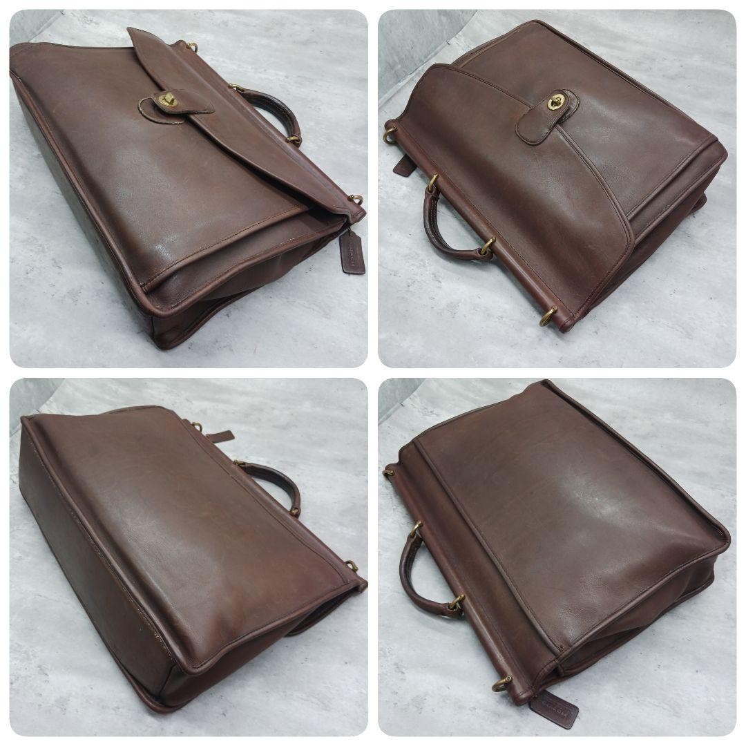 COACH Beekman 2way Glove Tan Leather Briefcase Turn Lock USA Made 5266 Auth