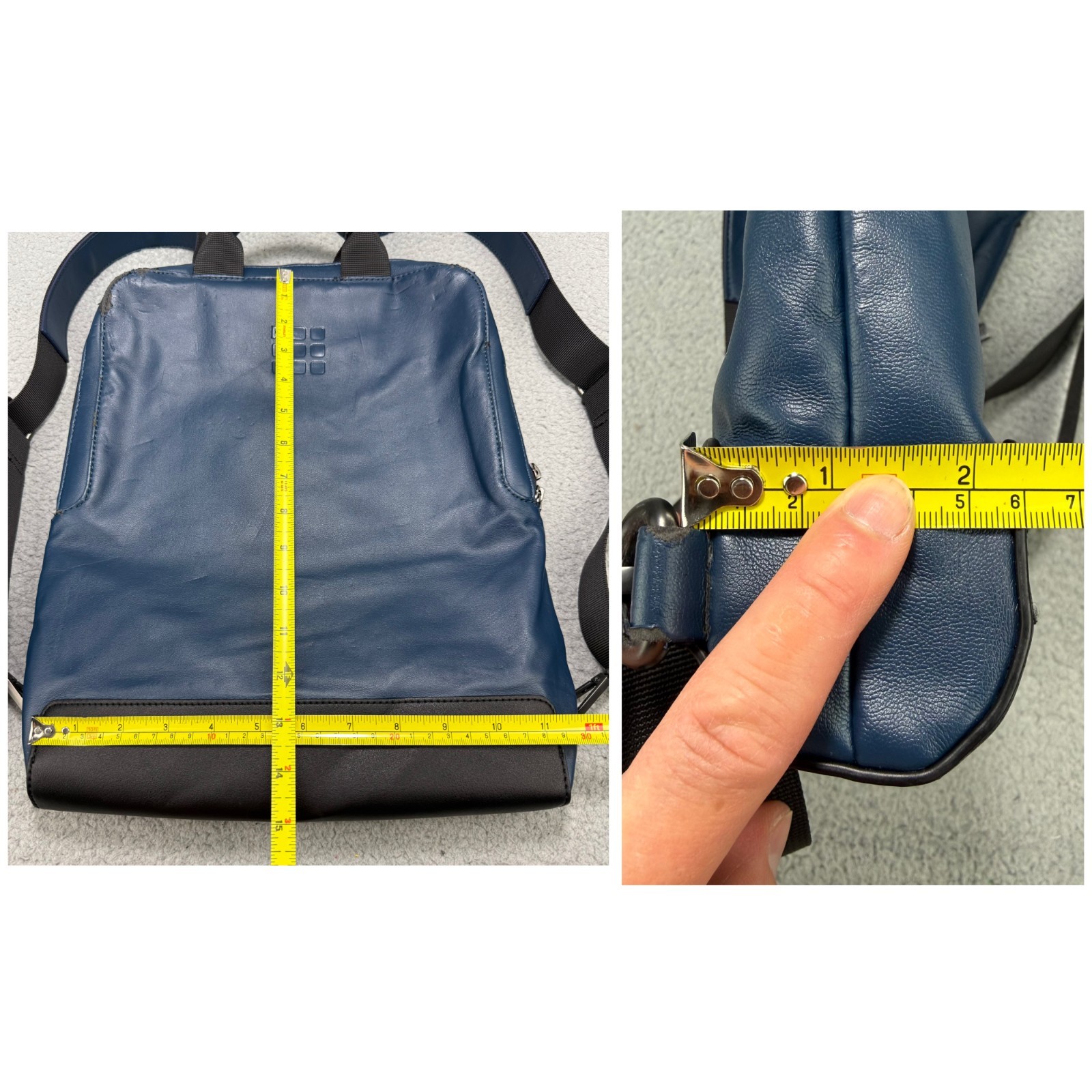 Moleskine Backpack Navy Blue Vertical Device Bag Faux Leather Laptop Mens Womens
