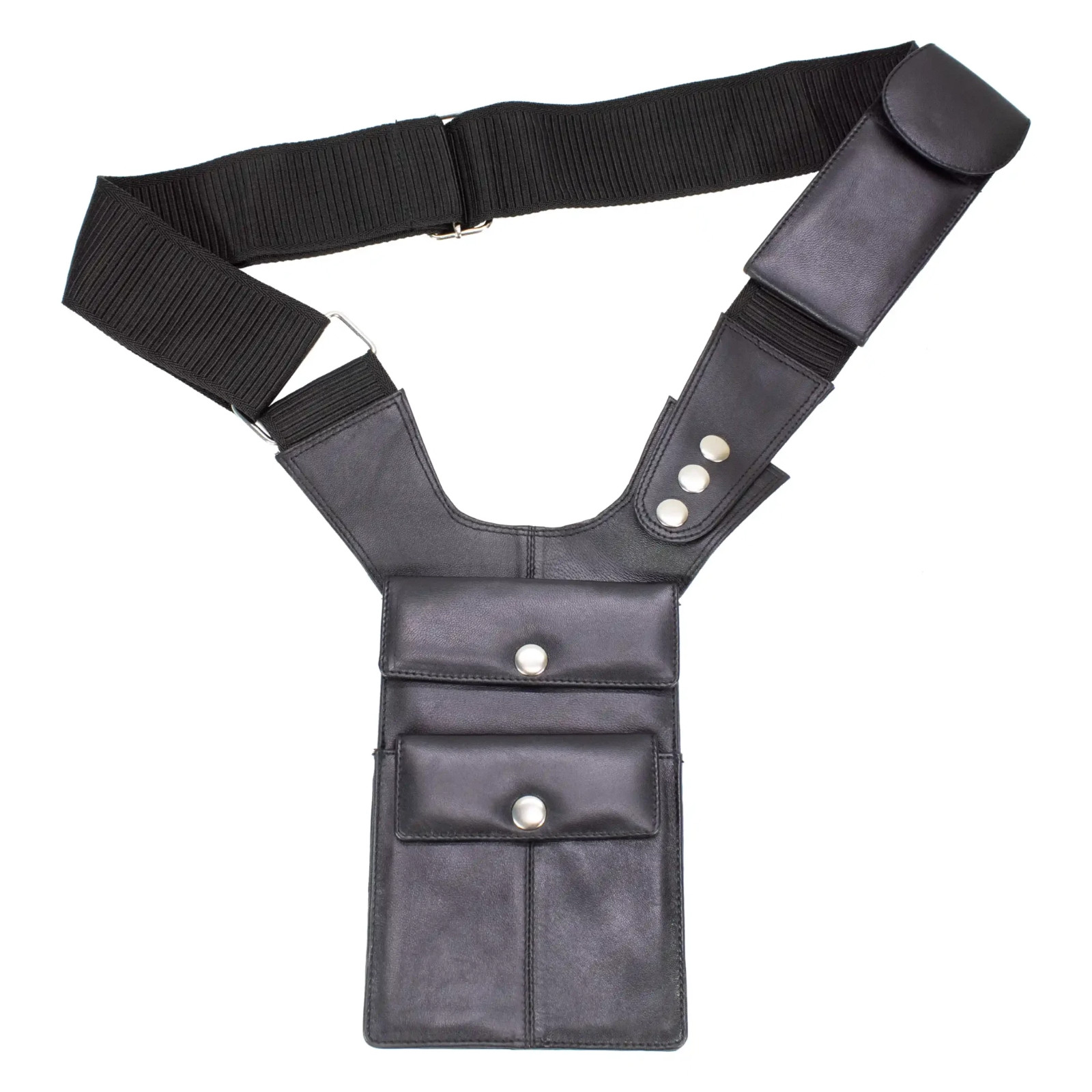 Black Men’s Leather Shoulder Gun Holster Bag Hidden Tactical Pouch USA Seller