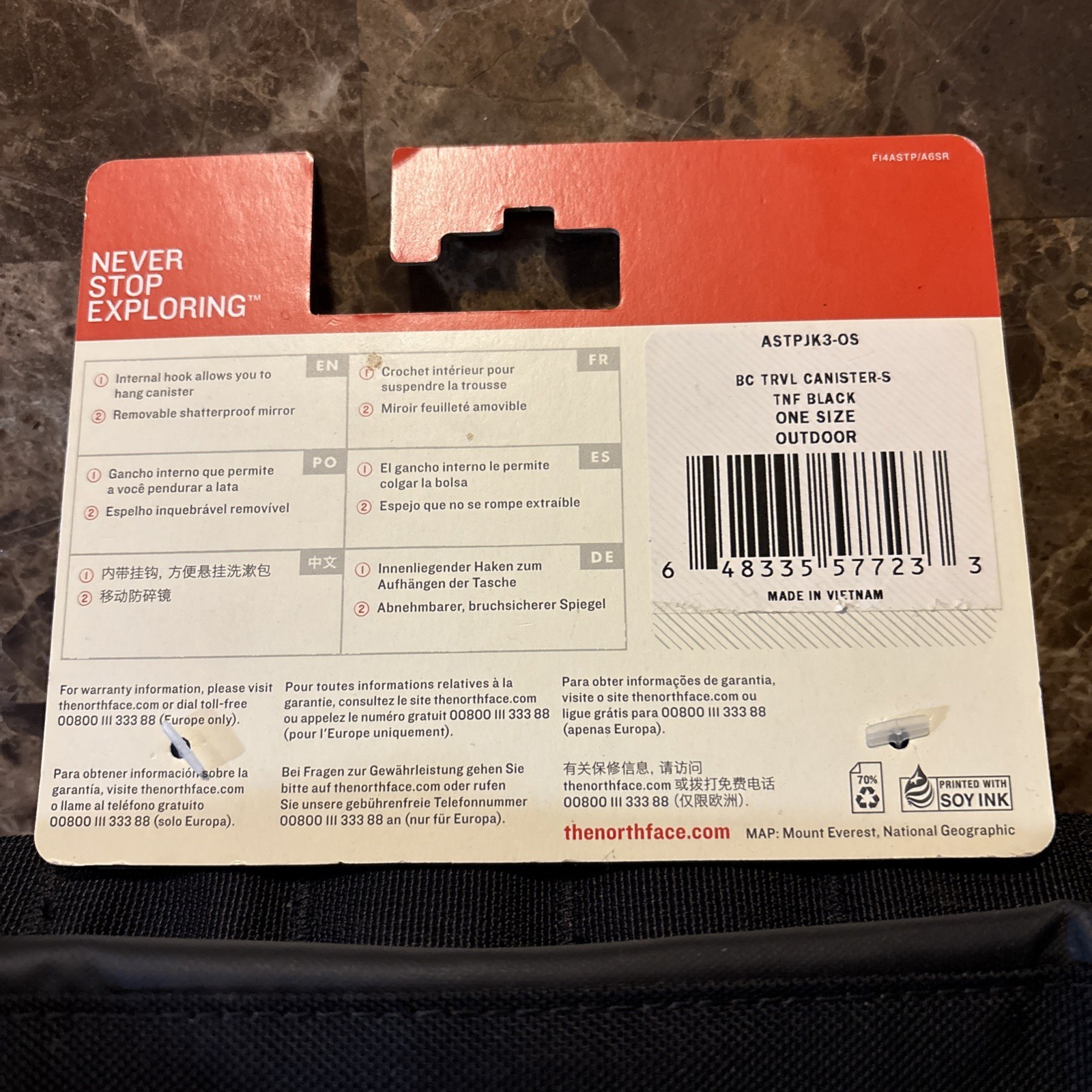 The North Face Base Camp Travel Canister Black New with Tags + Removable Mirror