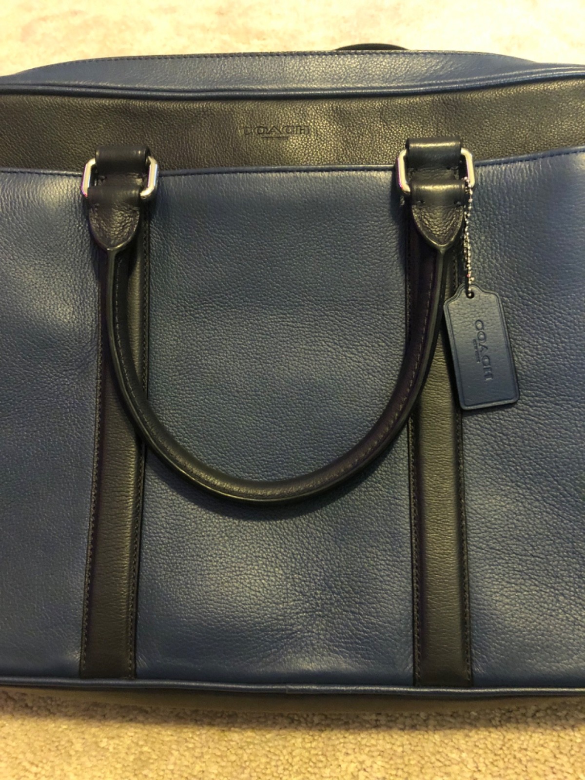 Coach Metropolitan Blue and Black Leather Computer Bag/Brief Case RARE EUC