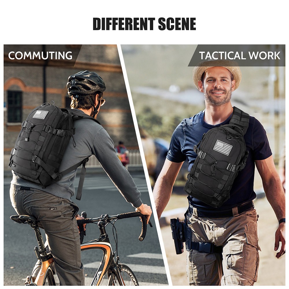 2-in-1 Tactical Sling Backpack & Shoulder Bag for Men, Molle, Durable Nylon, Out