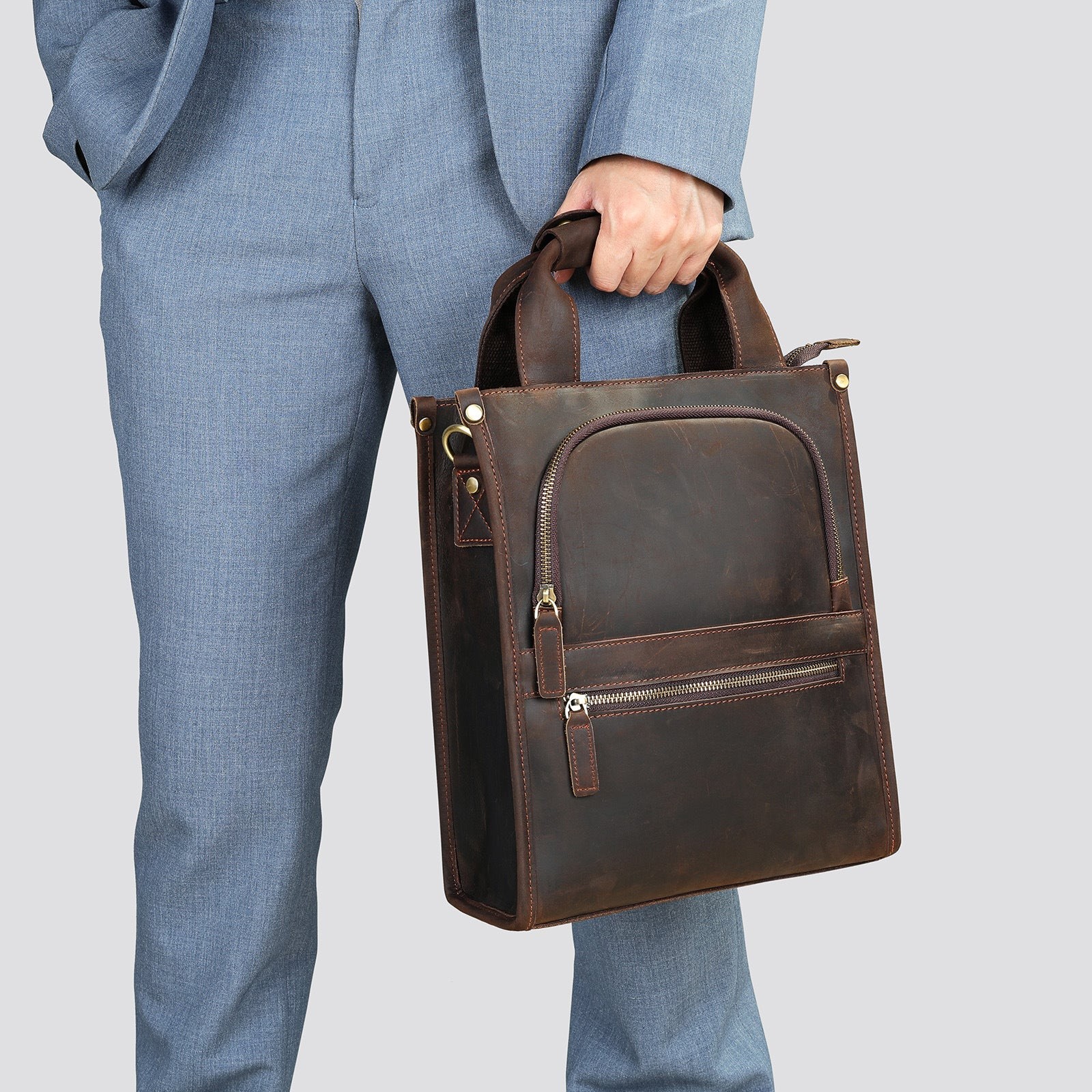 Men’s Crazy Horse Leather Sling Bag – Crossbody Backpack