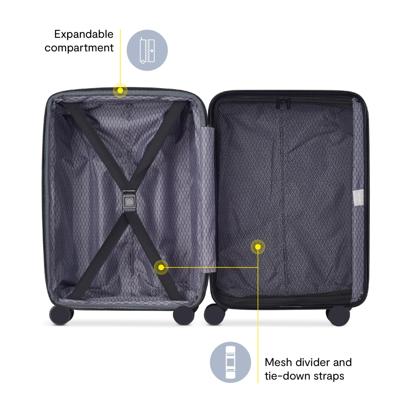 Delsey Alexis Lightweight Luggage, 4-Wheel Spinners Hardshell Suitcase, 21 In U8