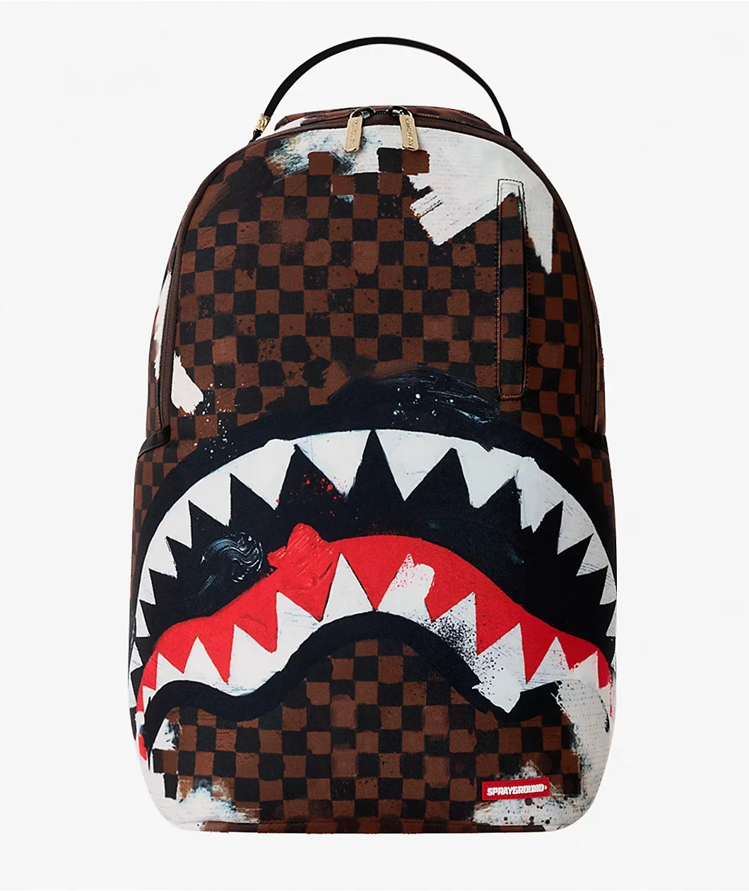 Sprayground Sharks In Paris Painted Brown Backpack 18″ H x 11.5″ W x 6″ D