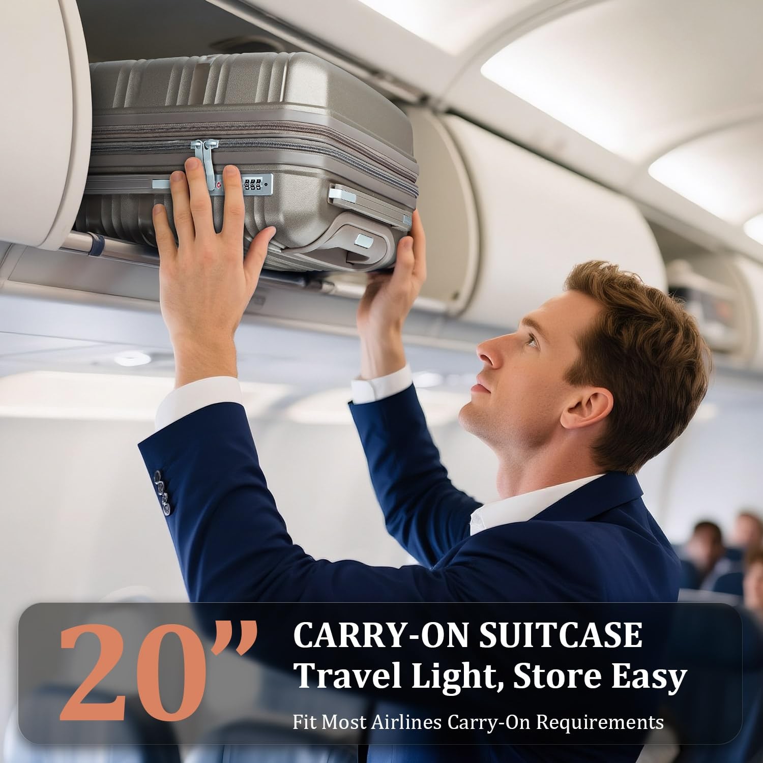 4 Piece Carry On Luggage Set 20 Inch, Expandable PP Hardshell Suitcase with D…