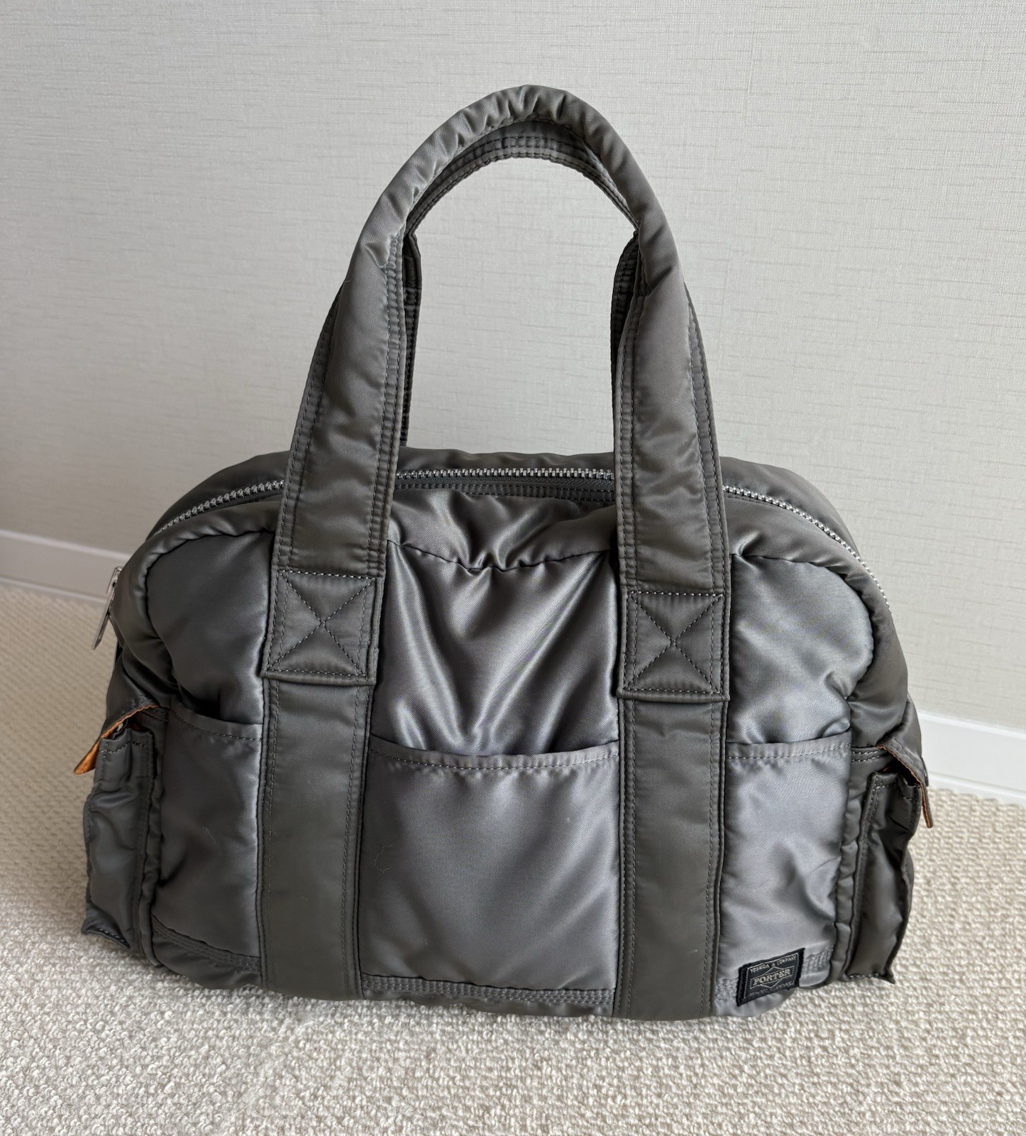 Yoshida PORTER TANKER Boston Bag (L) Nylon Silver Gray Japan 42cm×26cm×13cm