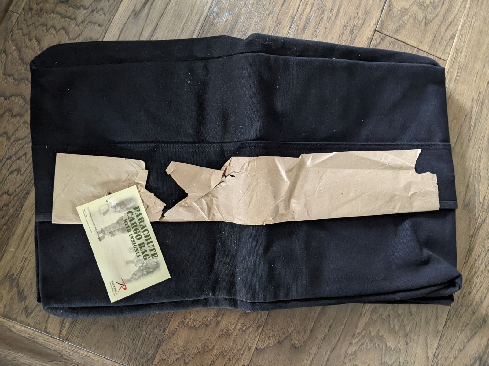 Rothco 3121 Black Canvas Parachute Cargo Bag with Marine Insignia