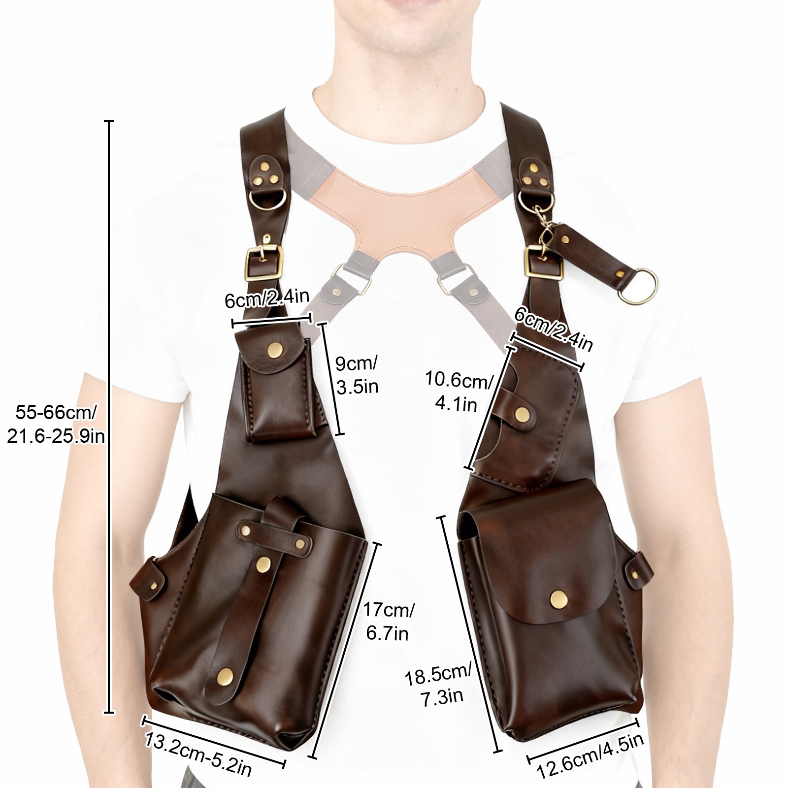 Crossbody Chest Bag Adjustable Harness Holster Double Underarm Shoulder Unisex