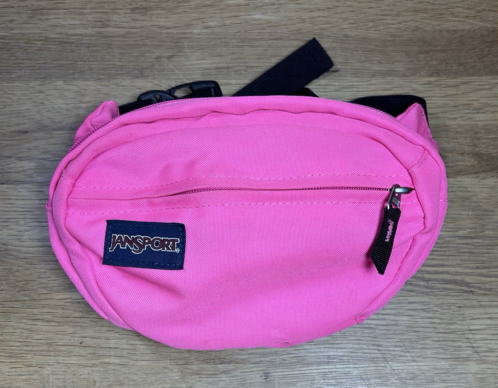 Jansport Fannypack Neon Pink Nylon Retro 80s Dual Zipper Pocket