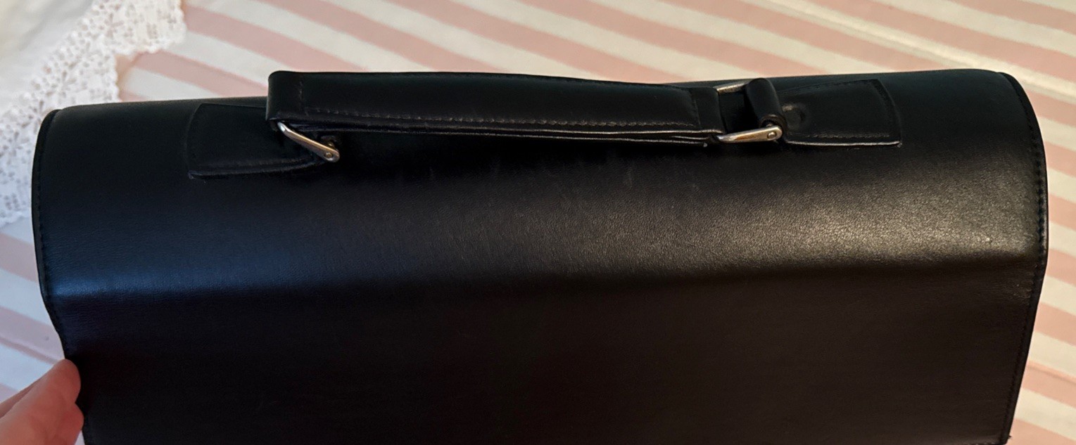 Waterford Leather Fabric Black Briefcase excellent- missing shoulder strap, key