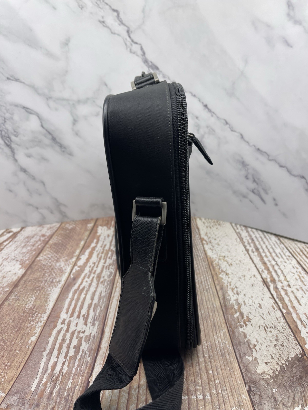 Authentic Prada Black Tessuto Nylon Briefcase Laptop Bag w/ Strap USA Seller