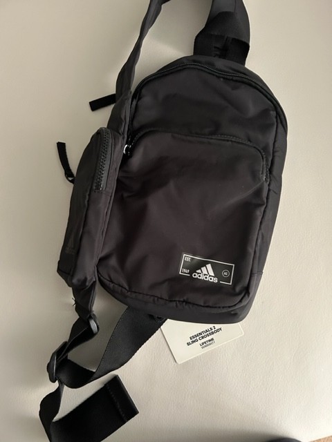 adidas Essentials 2 Sling Crossbody Bag Black Adjustable Strap Zippered Pocket