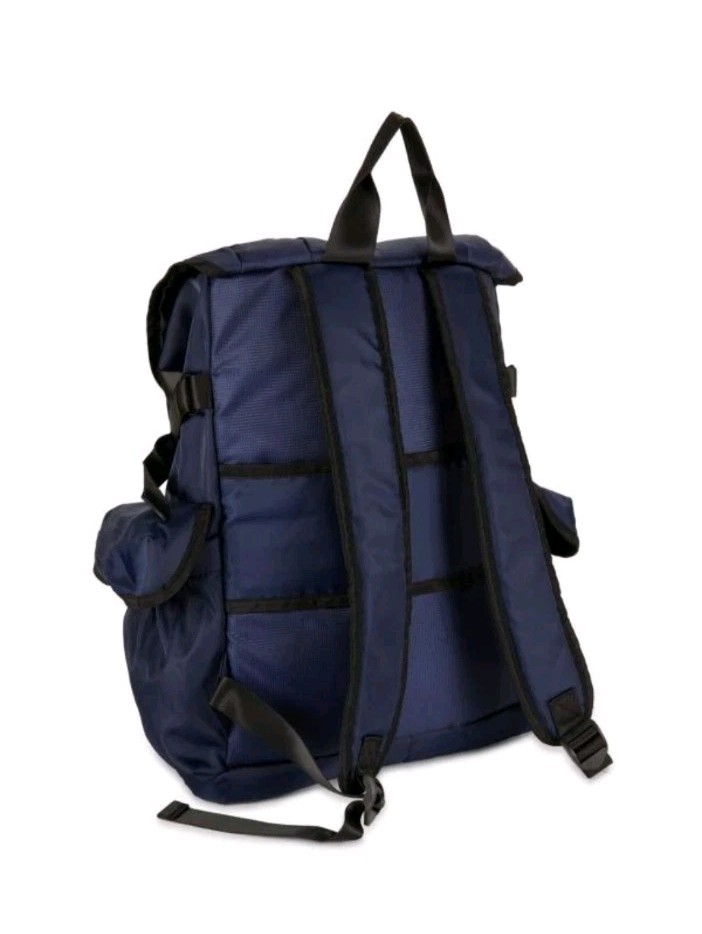 NWT Roberto Cavalli Logo Utility Backpack Navy Blue 18″W x 17″H x 5″D
