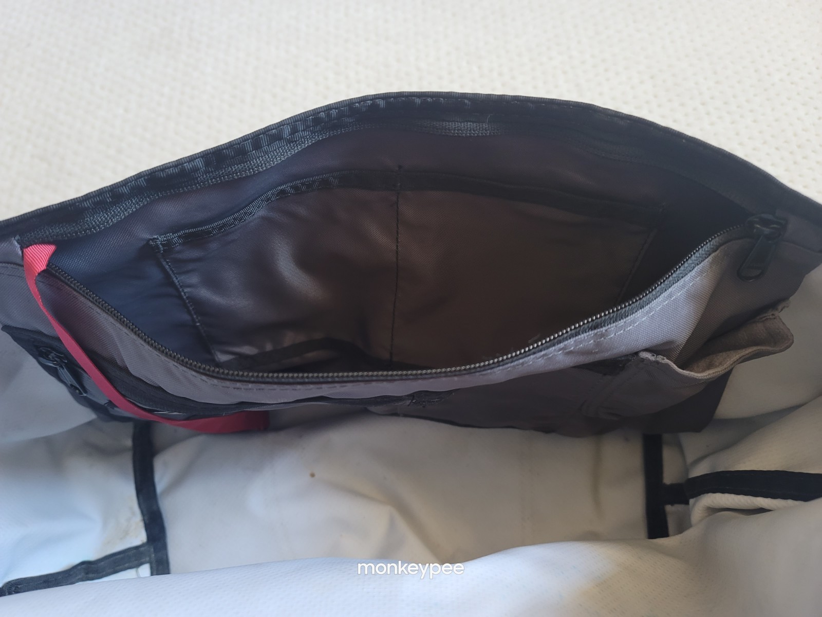 Timbuk2 Red/Gray Colorblock 19″ Messenger Bag, Made in San Francisco