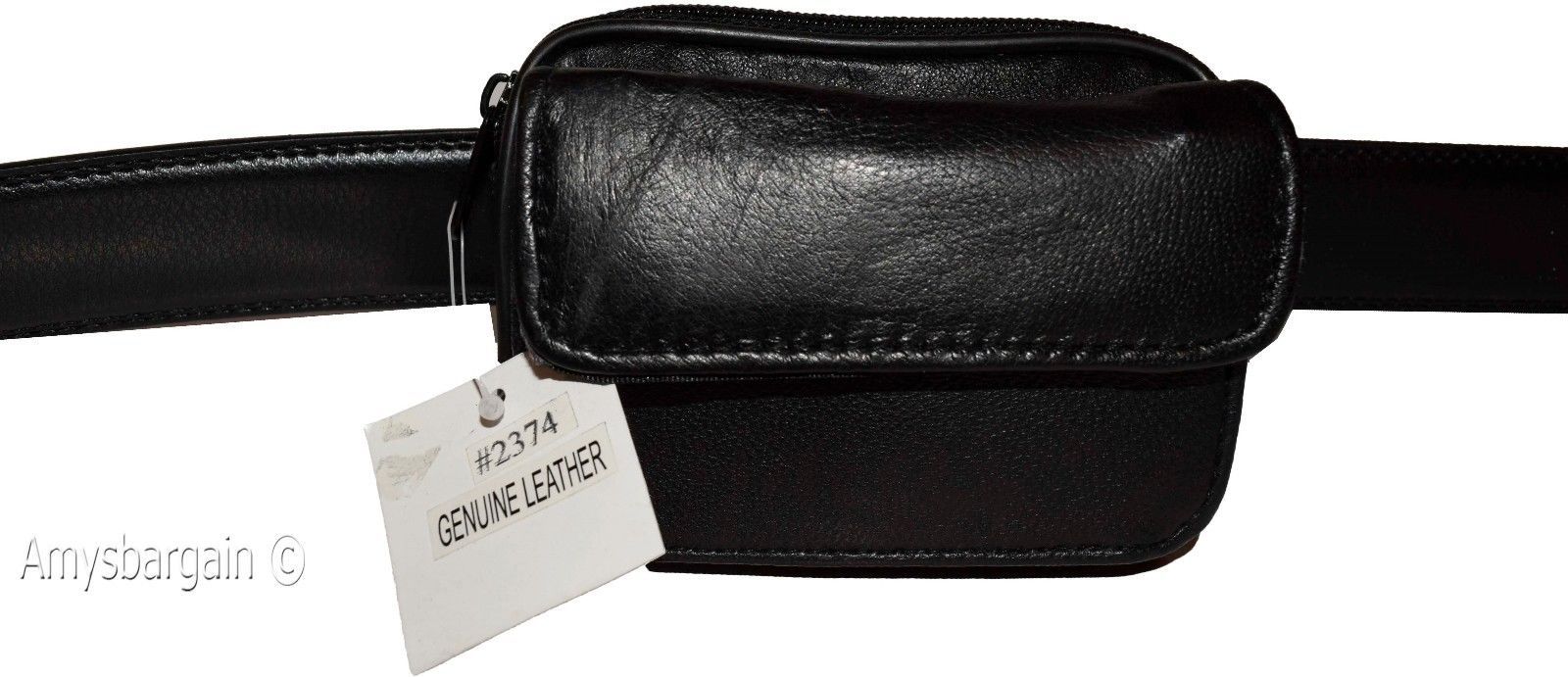 New Mini leather mens bag belt loop bag Black waist bag Business credit card nwt