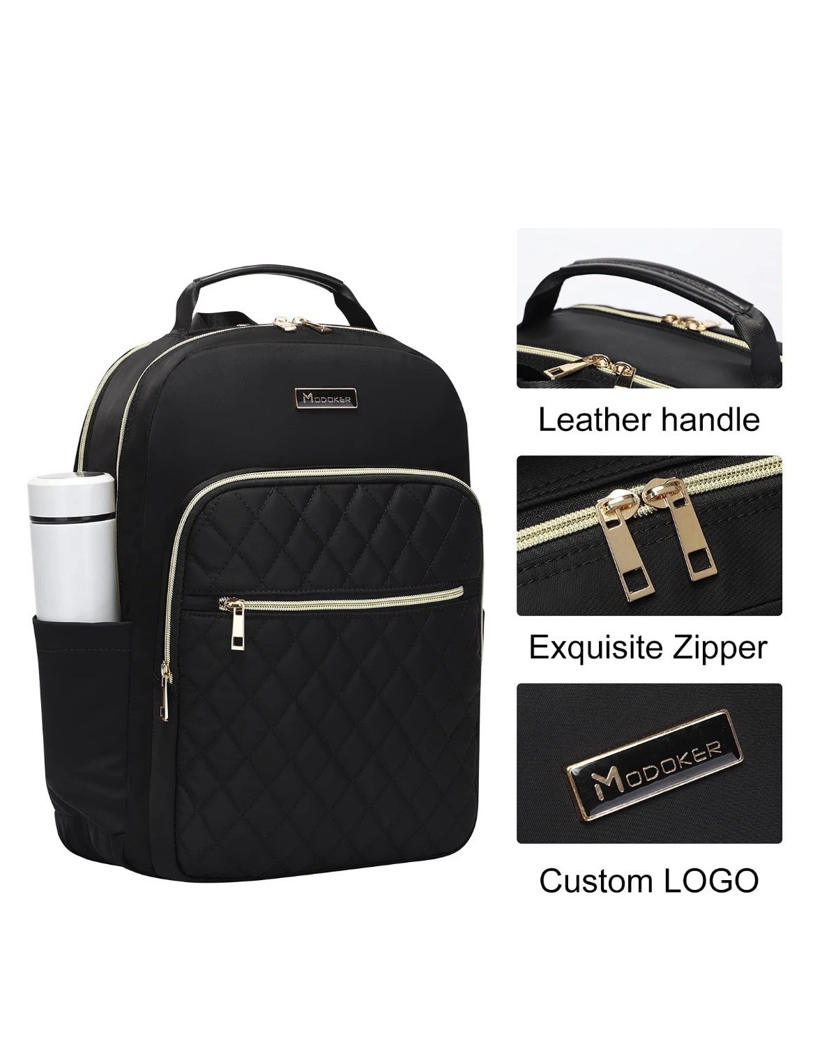 Modoker 15.6 Inch Laptop Backpack for Women, Quilted Work Backpack for Women