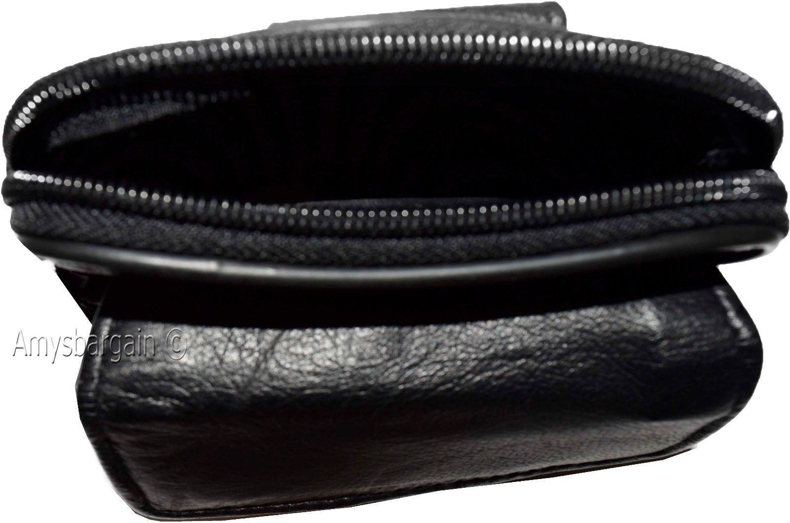 New Mini leather mens bag belt loop bag Black waist bag Business credit card nwt