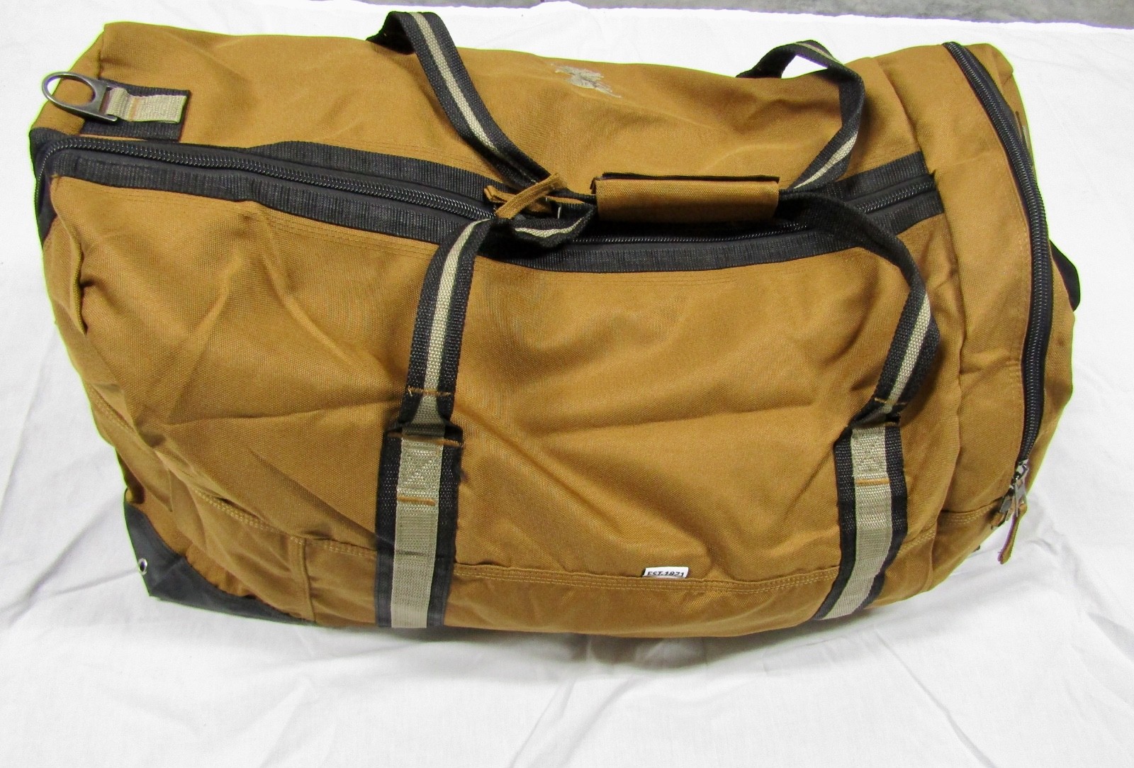 NWOT Canvas Weekender Duffle Bag Brown Synthetic with Shoulder Strap 28″x12″x12″