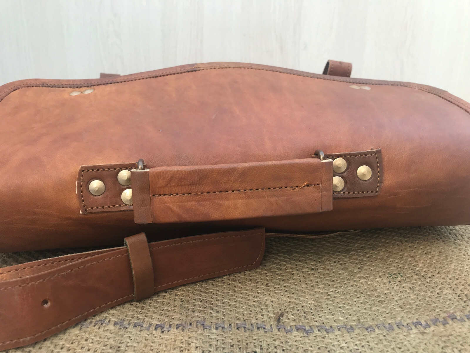 Vintage Camel Leather Men’s Case Shoulder Bag Messenger Documents Laptop Case