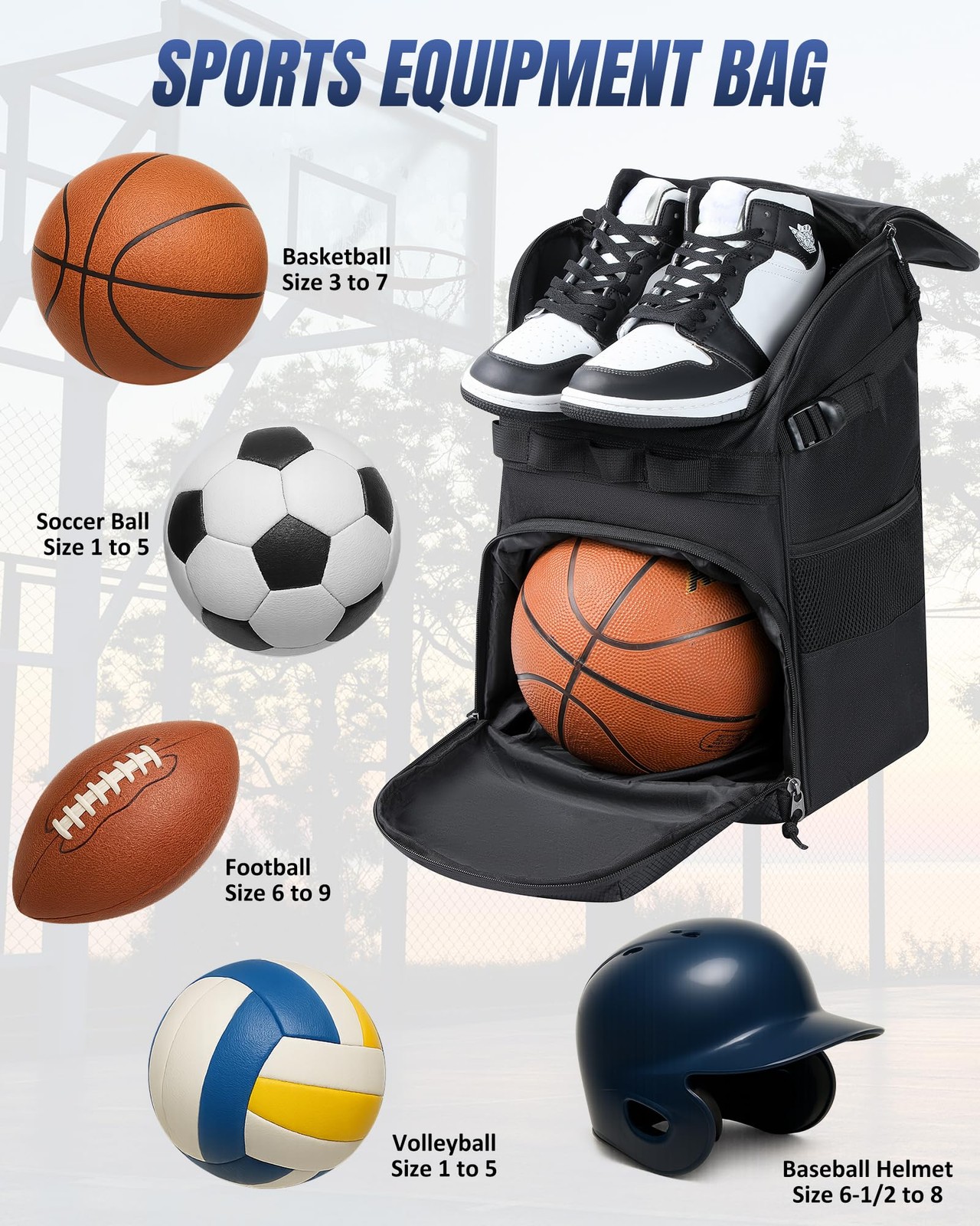 Basketball Bag Backpack with Ball Holder Multi-Sport Backpack for Soccer Voll…