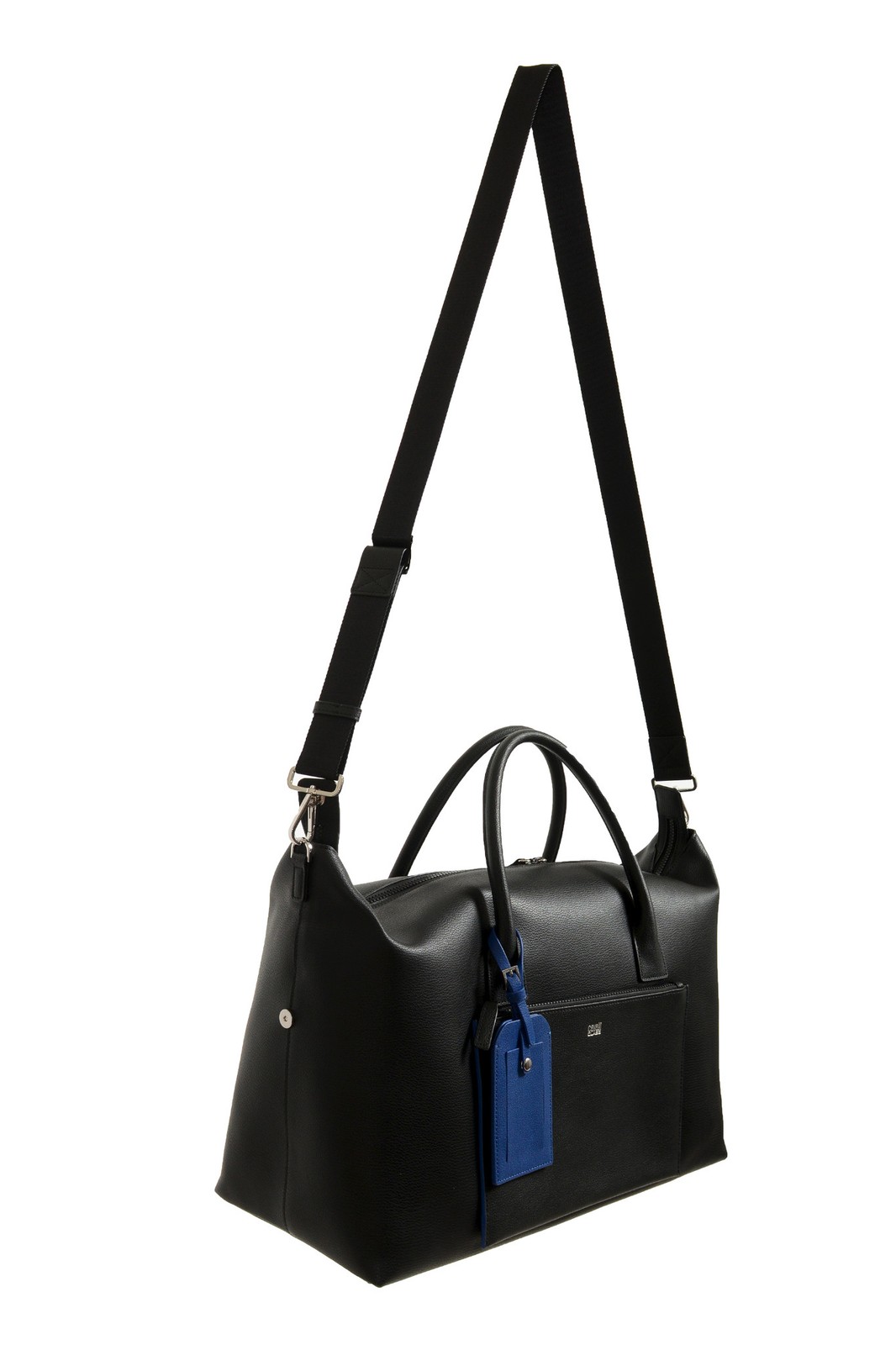 Cavalli Class Unisex Black Leather Duffel Travel Bag