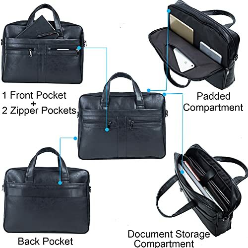Men’s Leather Messenger Bag 15.6 Inches Laptop Briefcase Business Satchel Comput